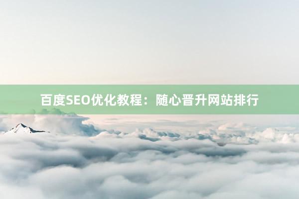 百度SEO优化教程：随心晋升网站排行